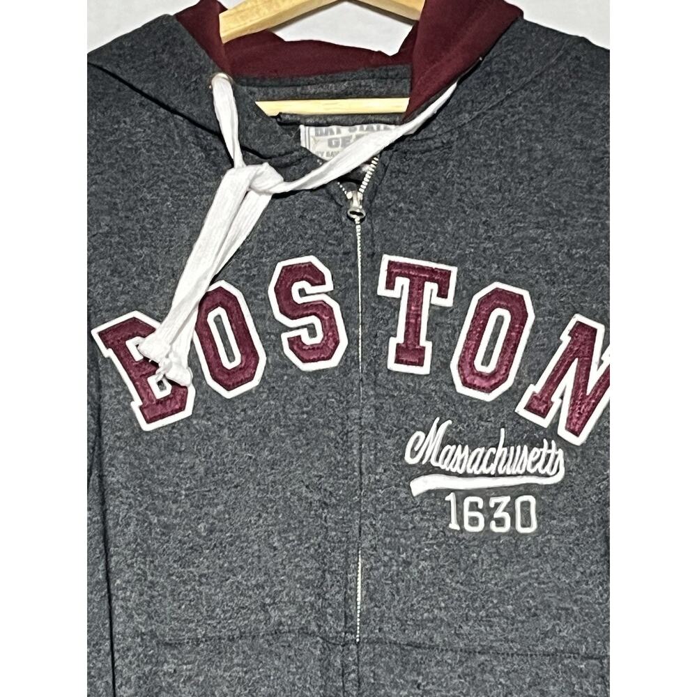 Boston Mass Spellout 1630 Full Zip Full Zip Hoodie Size Medium Gray Sweatshirt - Picture 5 of 10